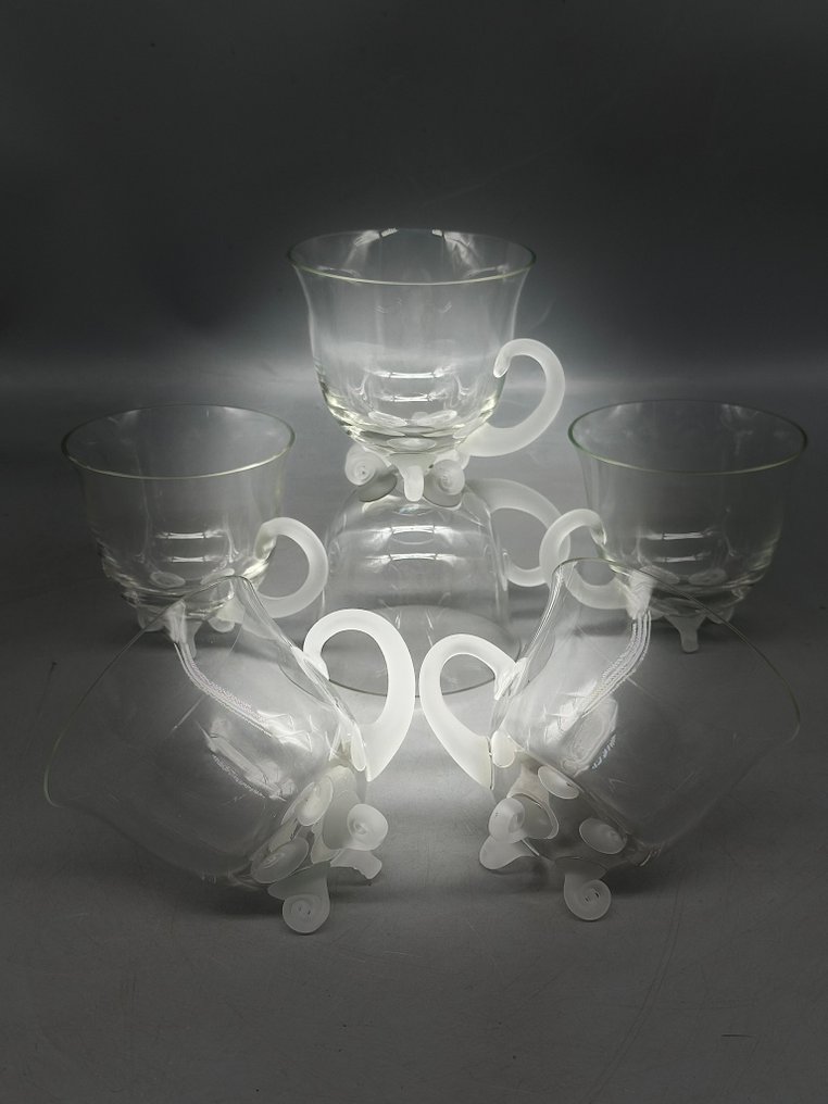 线束 - 巴黎——6个水晶玻璃，带磨砂底座和把手——法国，20世纪 - 1960-1970 #1.0