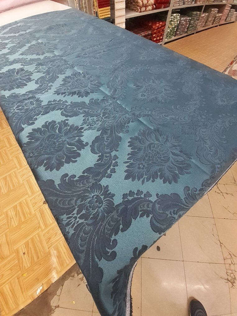 Ύφασμα ταπετσαρίας  - 270 cm - 280 cm - Μπαρόκ ύφασμα μπλε ναυτικό #1.0