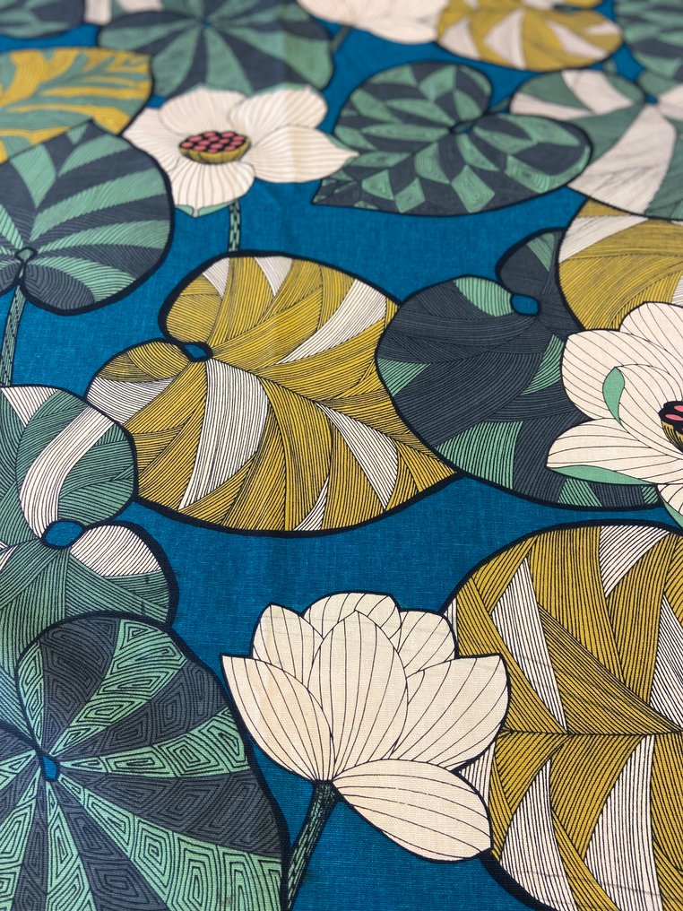 Prestisjefullt og eksklusivt stoff i rent bomull med stiliserte blomster, produsert i Frankrike. - Polstringsstoff - 300 cm - 280 cm #3.2