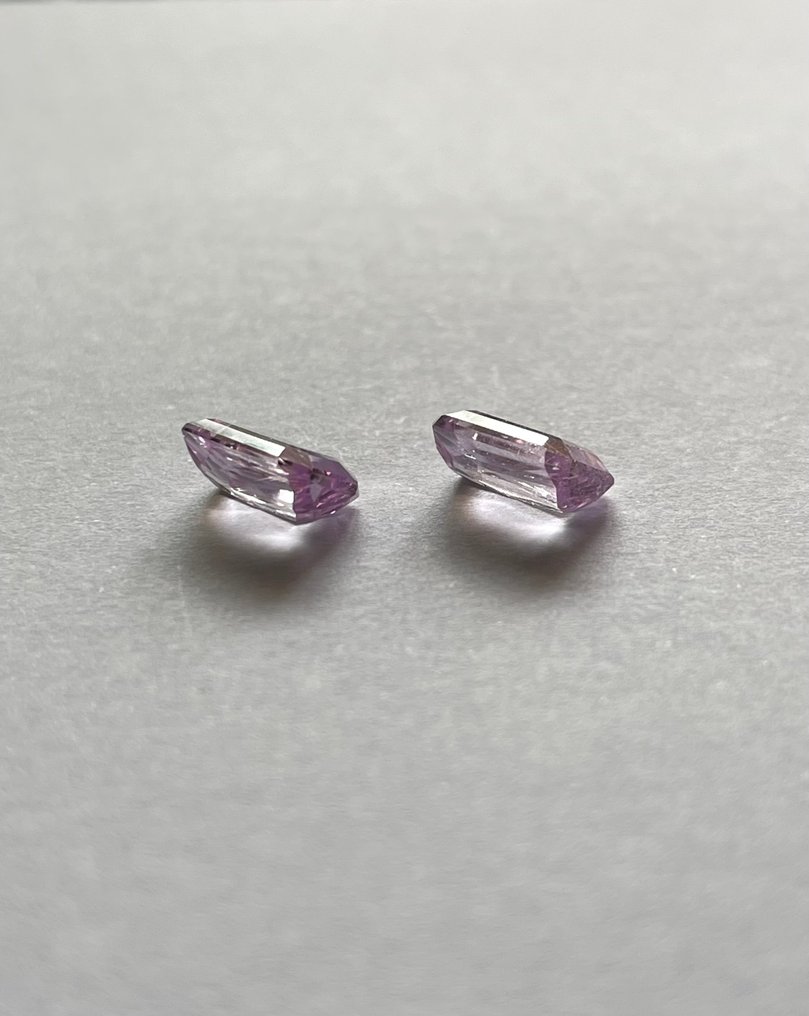 2 pcs  粉色, 紫色 紫锂辉石  - 6.02 ct - 西班牙宝石学院（IGE） #4.3