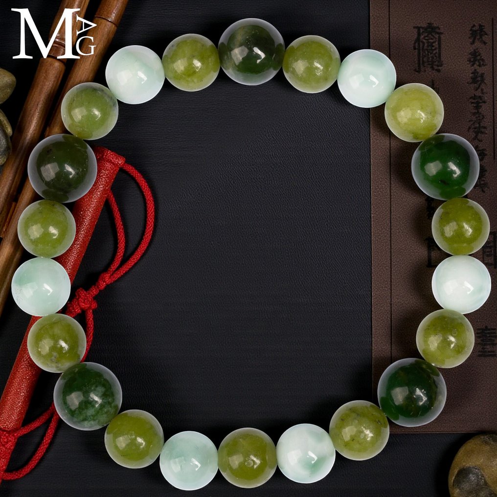 Green Larimar and Jade Bracelet - Exclusive Combination. - Height: 200 mm - Width: 10 mm- 20 g #4.3