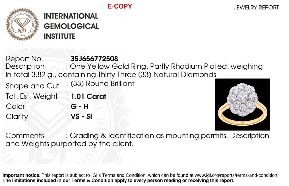 Δαχτυλίδι - 18 καράτια Κίτρινο χρυσό, Επενδυμένο με ρουθήνιο -  1.01ct. tw. Διαμάντι (Φυσικό) - Maison d'Anvers #1.0