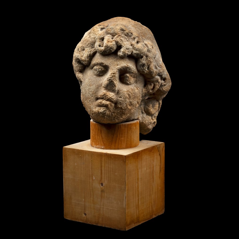 Ancient Roman Marble Head of Attis. 2nd-3rd century AD. 22 cm height. #2.1