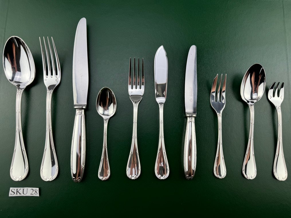 Christofle - Cutlery set for 12 (127) - ribbons - Silverplated #1.0
