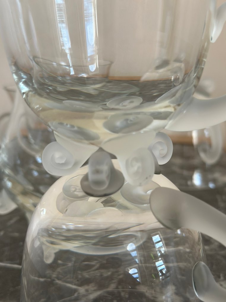 线束 - 巴黎——6个水晶玻璃，带磨砂底座和把手——法国，20世纪 - 1960-1970 #4.3