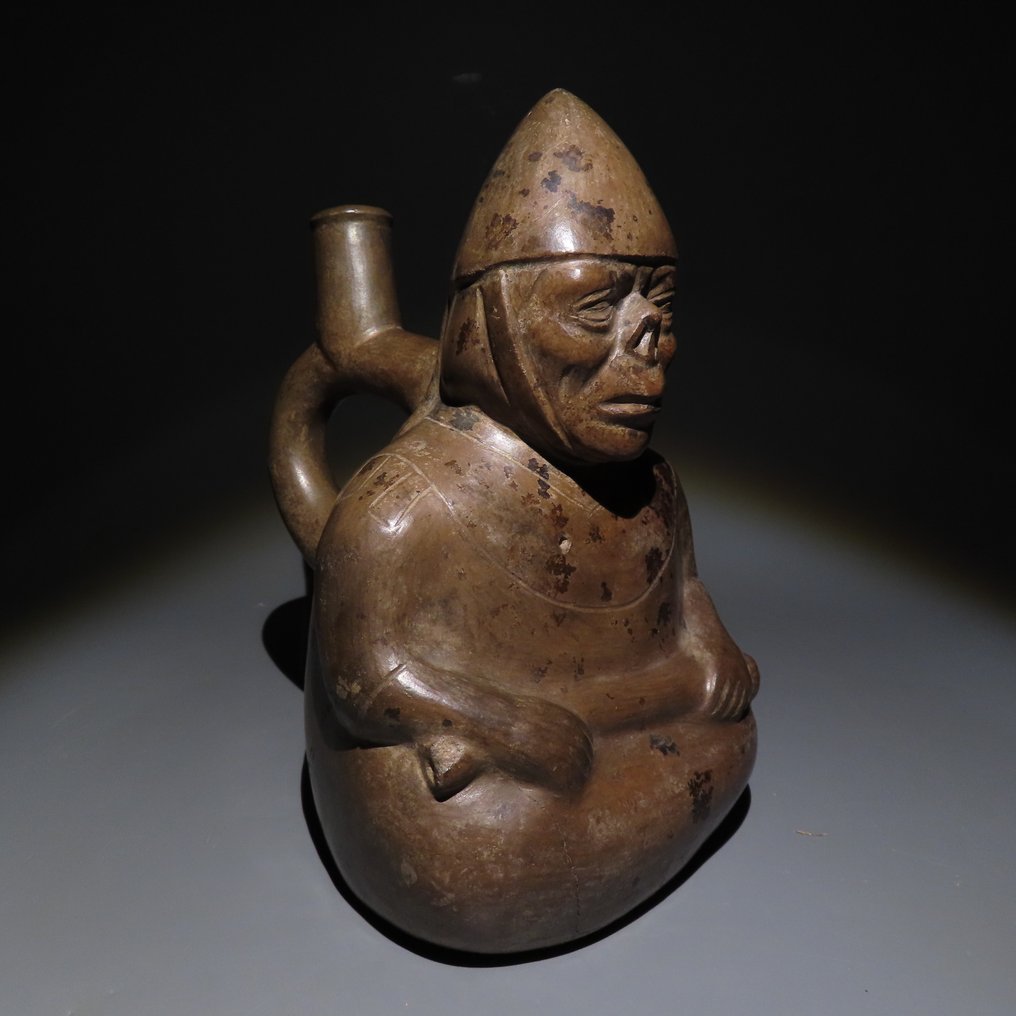 莫切,秘鲁 Terracotta Huaco。公元100-750年。高19厘米。西班牙进口许可证。 #2.1