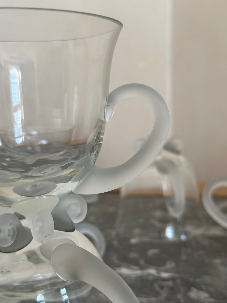 线束 - 巴黎——6个水晶玻璃，带磨砂底座和把手——法国，20世纪 - 1960-1970 #3.2