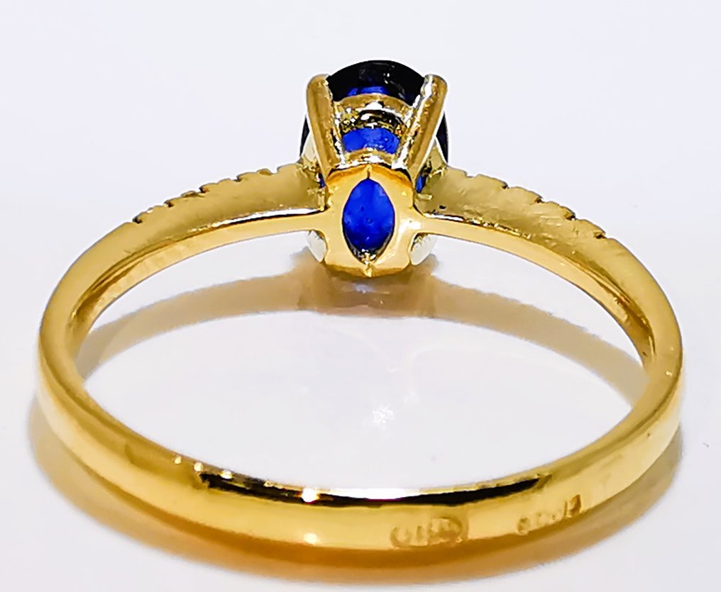 沒有保留價 - 戒指 - 14 克拉 黃金 - 0.72ct. tw. 藍寶石 - 鉆石 #3.2
