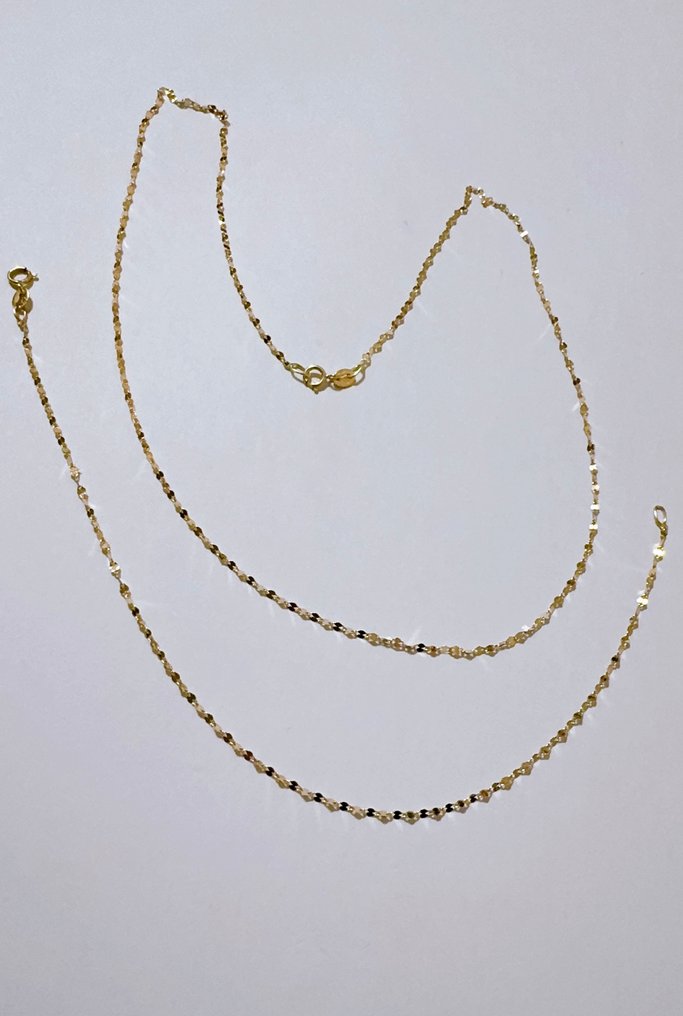 Ei pohjahintaa - 2-osainen korusetti - 18 kt. Keltakulta - 45 cm - 19 cm - 1,6 mm #1.0