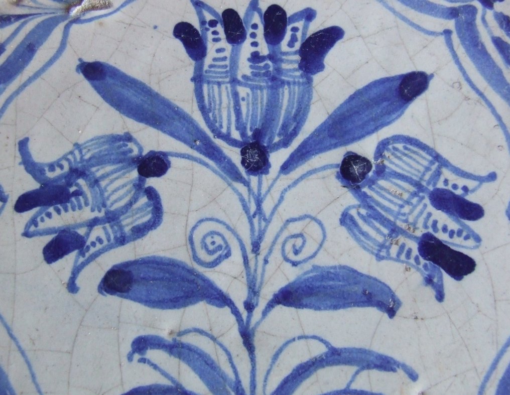 Tile - Super beautiful 3 tulip in accolade. - 1600-1650 #2.1