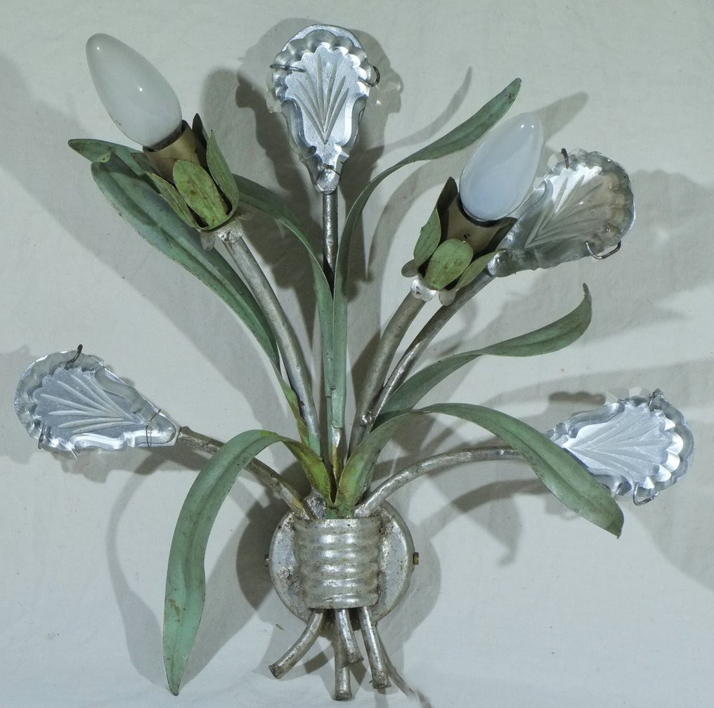 Ditta Prima - 壁突式照明 - 郁金香 - 熟铁 - 水晶手工磨制 #4.3