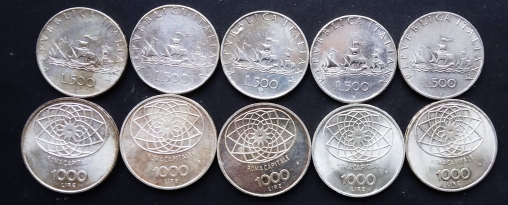 意大利. 500 Lire / 1000 Lire argento (10 monete) (没有保留价) #1.0
