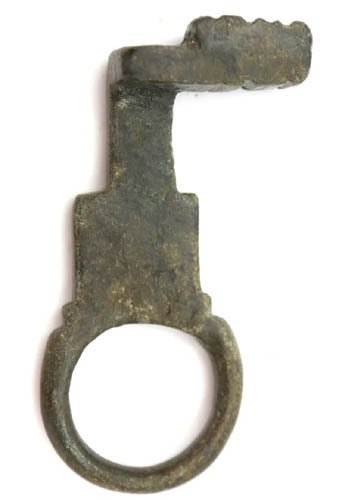 Antik romersk bronce nøglering - 55 mm - 1. og 3. århundrede e.Kr. - stor patina Metal Nøglering - 55 mm  (Ingen mindstepris) #2.1