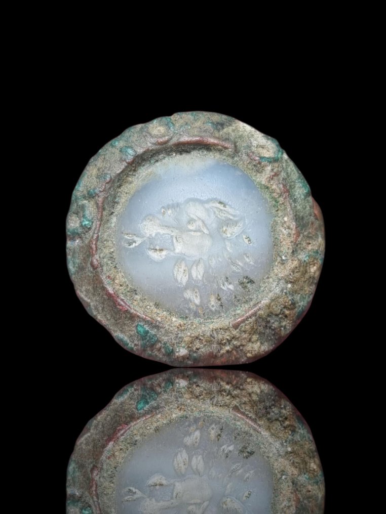 Roma antica Bronzo, Straordinario intaglio con sigillo con testa di leone Anello #3.2