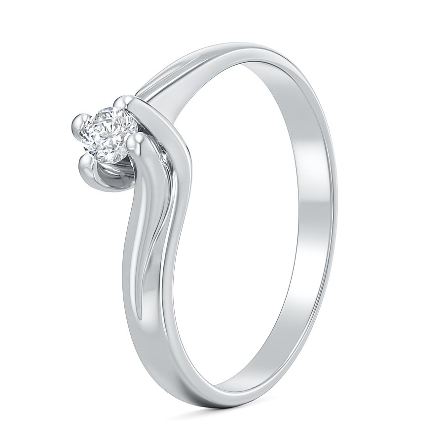 戒指 - 18K包金 白金 -  0.14ct. tw. 钻石 (天然)  #3.2