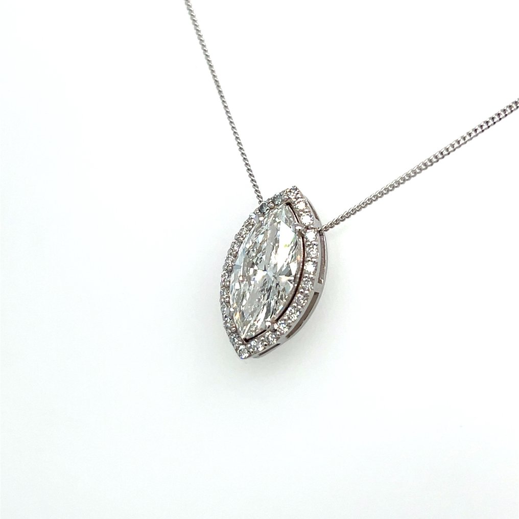 Nincs minimálár - Nyaklánc - 14 kt. Fehér arany - 2.21ct. tw. Gyémánt (Laboratóriumban előállított) - Gyémánt #2.1