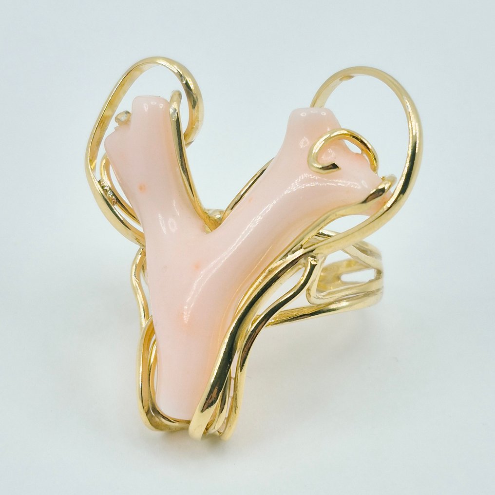 Koral - Sølv, Forgyldt - Ring - Corallo Rosa #4.3