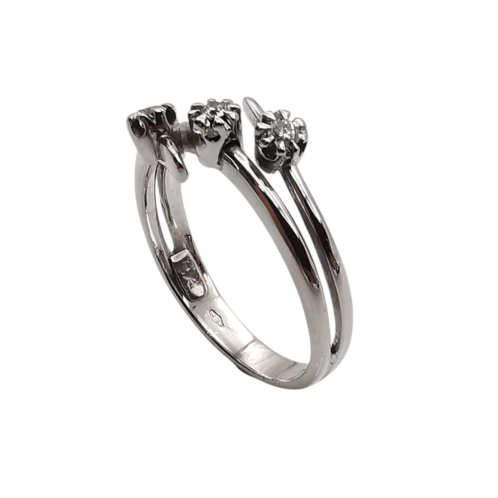 戒指 - 18K包金 白金 - 0.15ct. tw. 钻石 (天然) #3.2