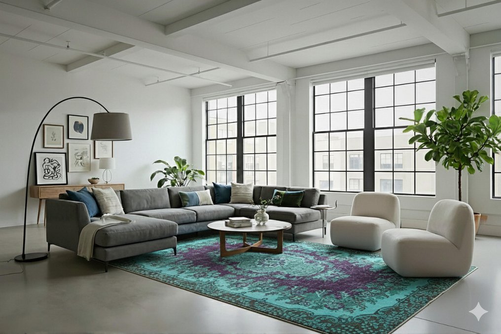 绿松石复古 - 小地毯 - 266 cm - 154 cm - 有证书 #1.0