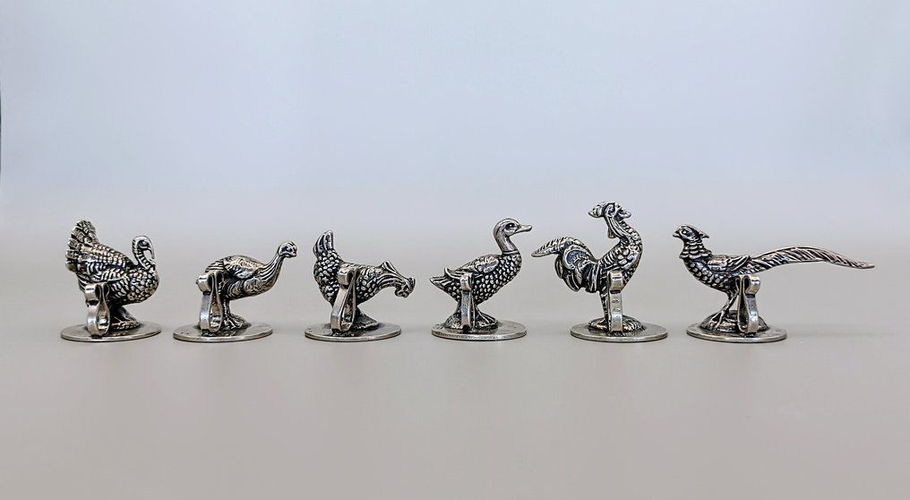 Set of Six Name Place Holders - Figurine - .800 Silver #4.3