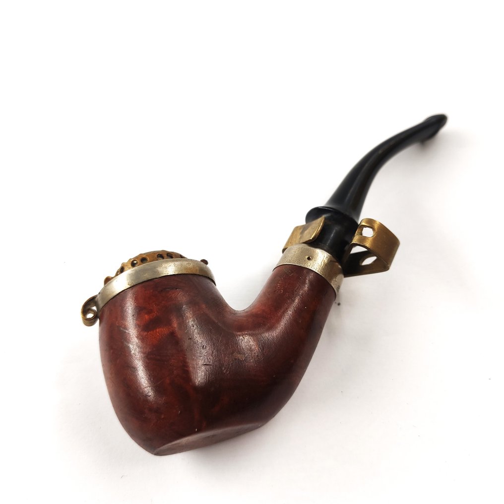 Hand Carved Wooden Pipe with Wind Cap - Bruyere Garantie - χωρίς τιμή ασφαλείας - Πίπα - Ξύλο, Ορείχαλκος, Πλαστικό #1.0