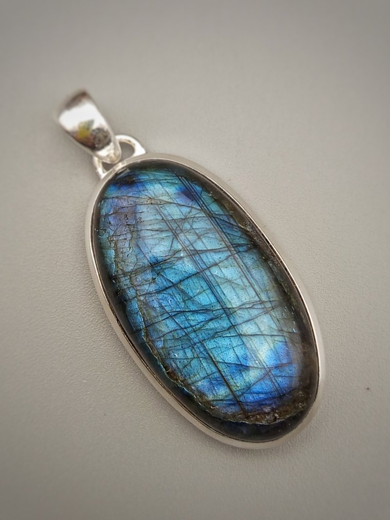 独一无二的珠宝，925银制，配以高品质蓝色拉布拉多石。 - 高度: 45 mm - 闊度: 25 mm- 14.2 g - (1) #3.2