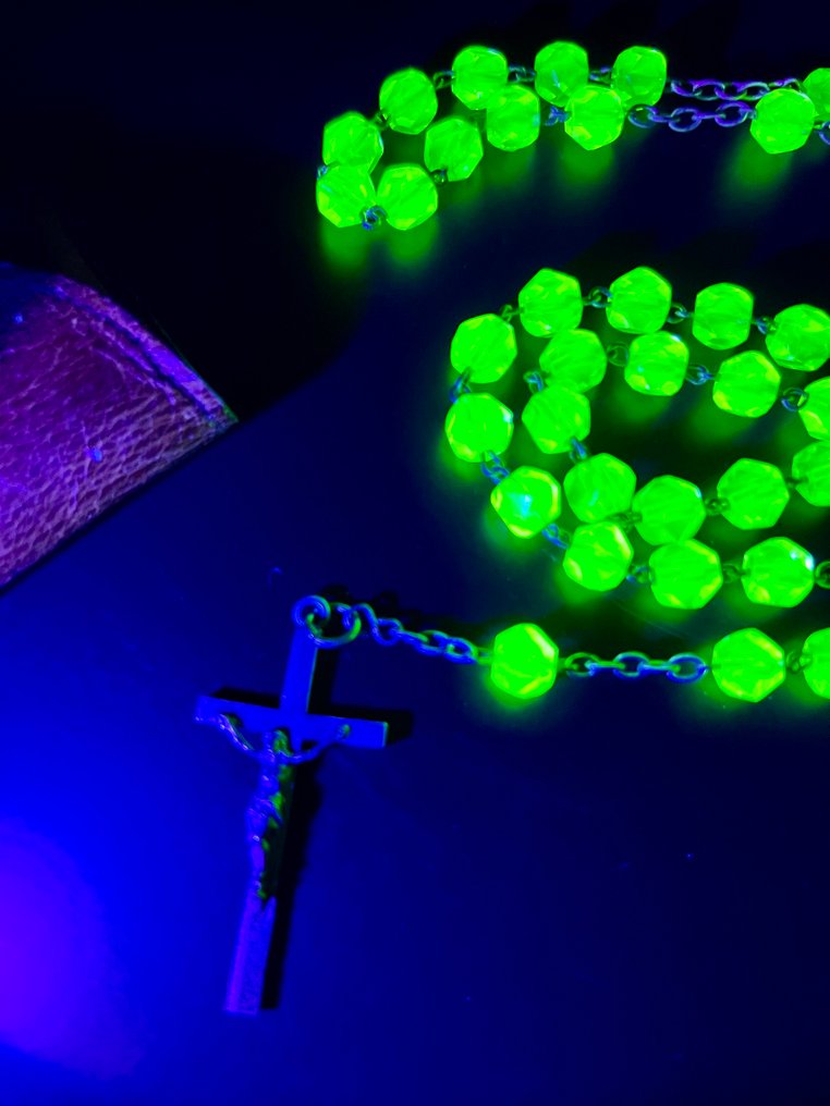  Ροζάριο - Γυαλί, Alloy - 1850-1900 - Διπλό chapelet Ouraline.  #1.0