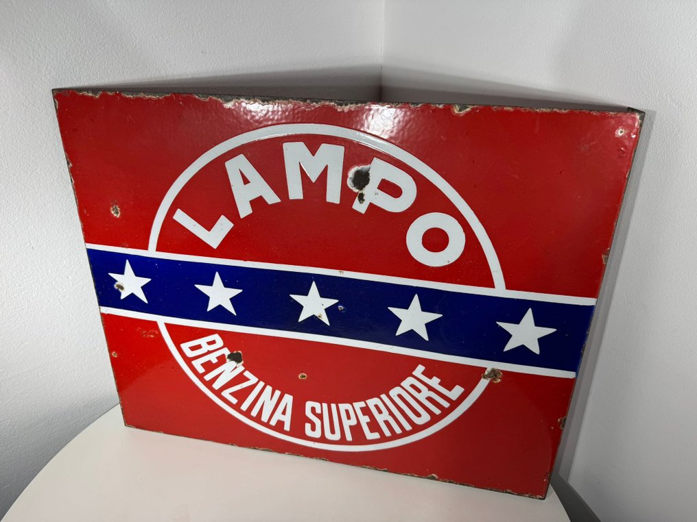 Φάρος ανώτερου βενζίνης. - LAMPO BENZINA SUPERIORE - Πινακίδα - Μέταλλο, Σμάλτο #1.0