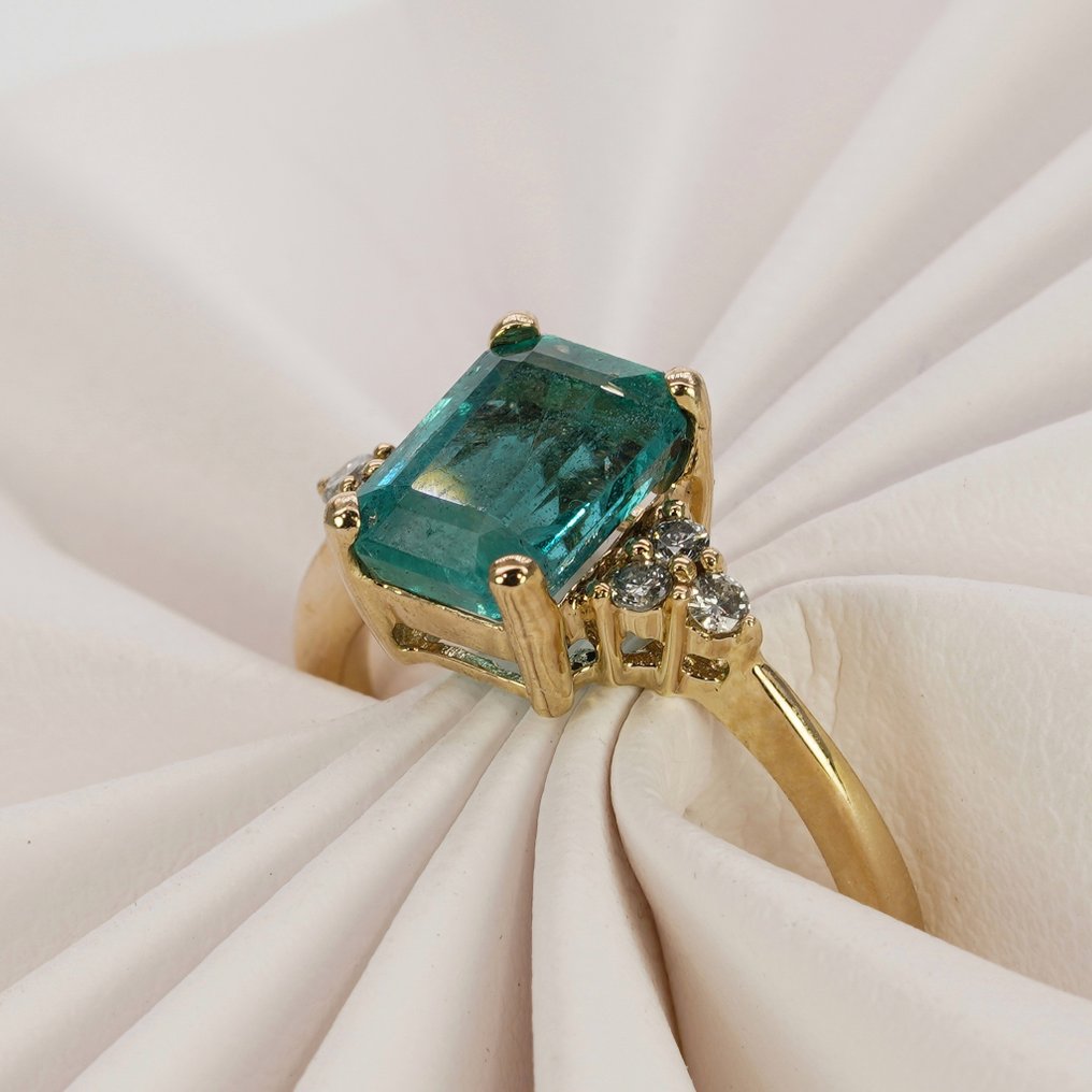 Nincs minimálár - G&J - Koktél gyűrű - Éclat d’Empire - 14 kt. Sárga arany - 2.15ct. tw. Smaragd - Gyémánt - Smaragd, gyémánt, arany #3.2