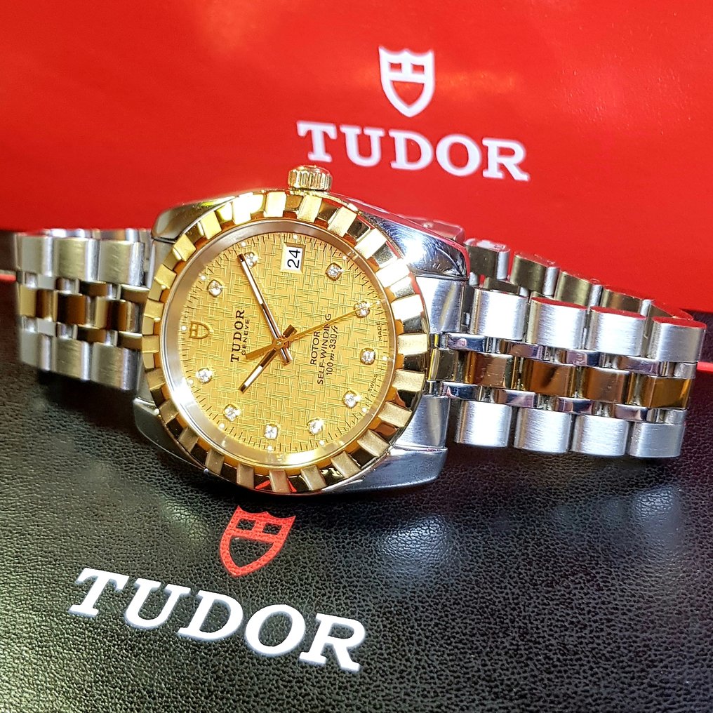 Tudor - Classic Geneva Date - "GOLD DIAMOND LINEN DIAL" - 38mm - Ref. 21013 - Men - 2010-2020 #2.1