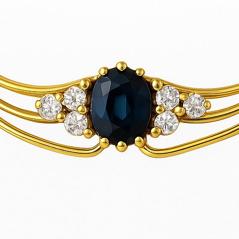 χωρίς τιμή ασφαλείας - Κολιέ με μενταγιόν - 18 καράτια Λευκός χρυσός - 0.75ct. tw. Ζαφείρι - Διαμάντι #2.1