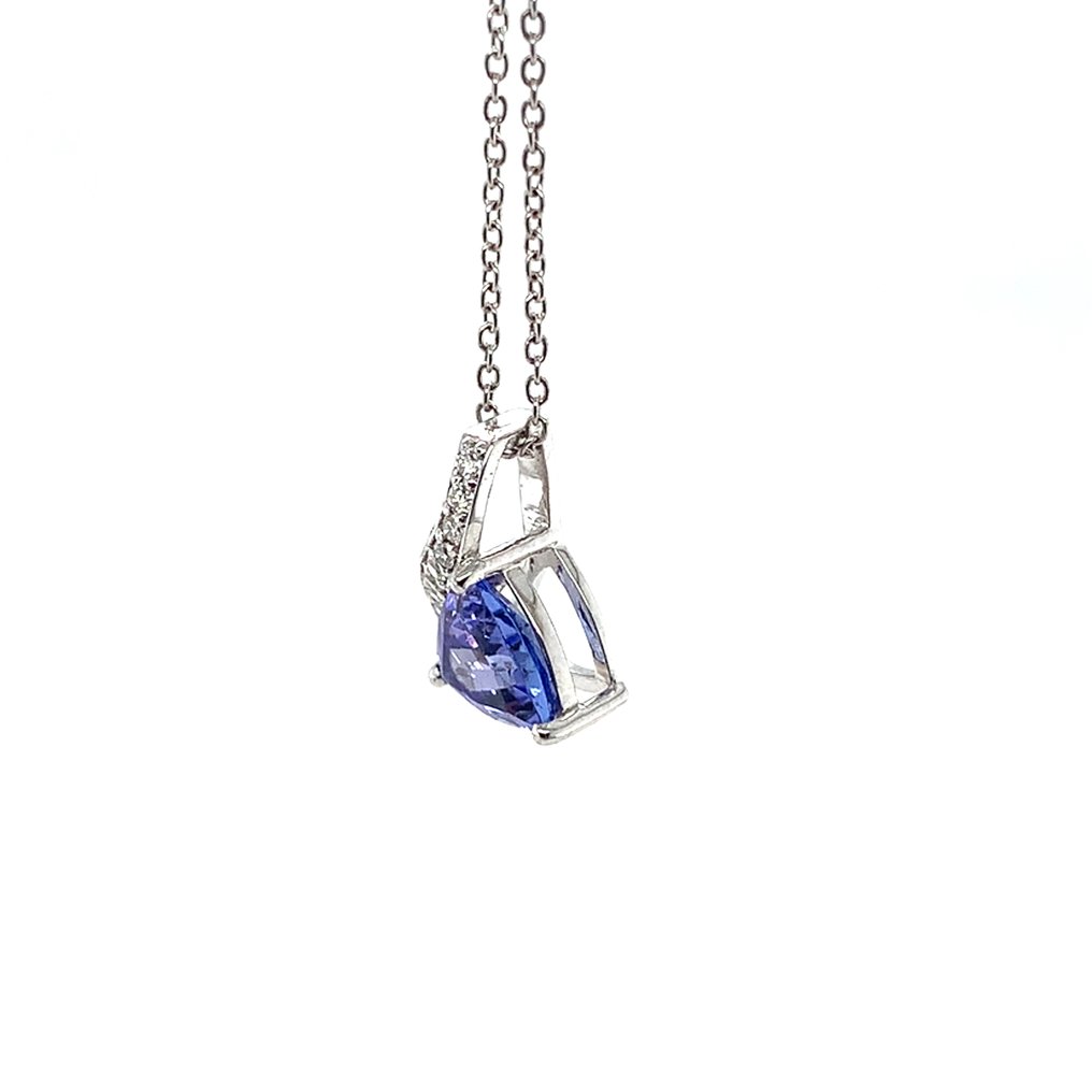 Pendentif - 14 carats Or blanc -  1.25ct. tw. Tanzanite - Diamant #3.2