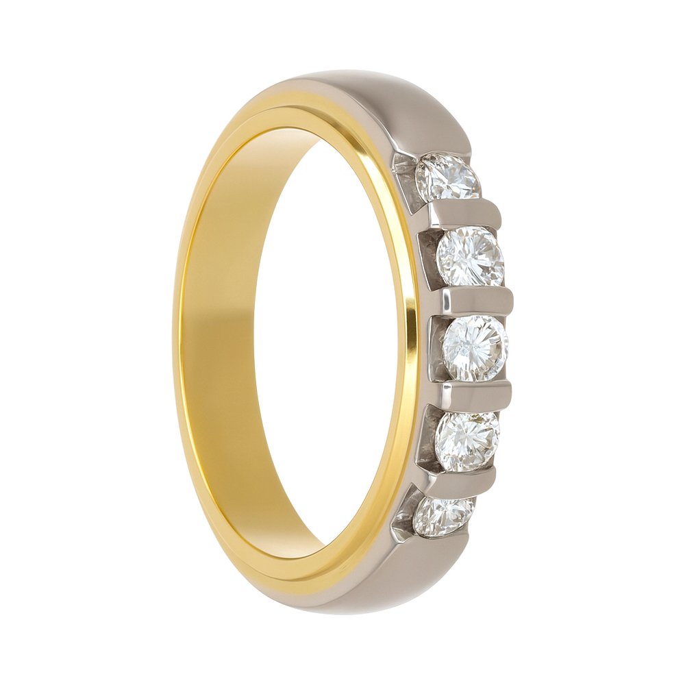 戒指 - 18K包金 白金, 黄金 - 0.40ct. tw. 钻石 (天然) #1.0