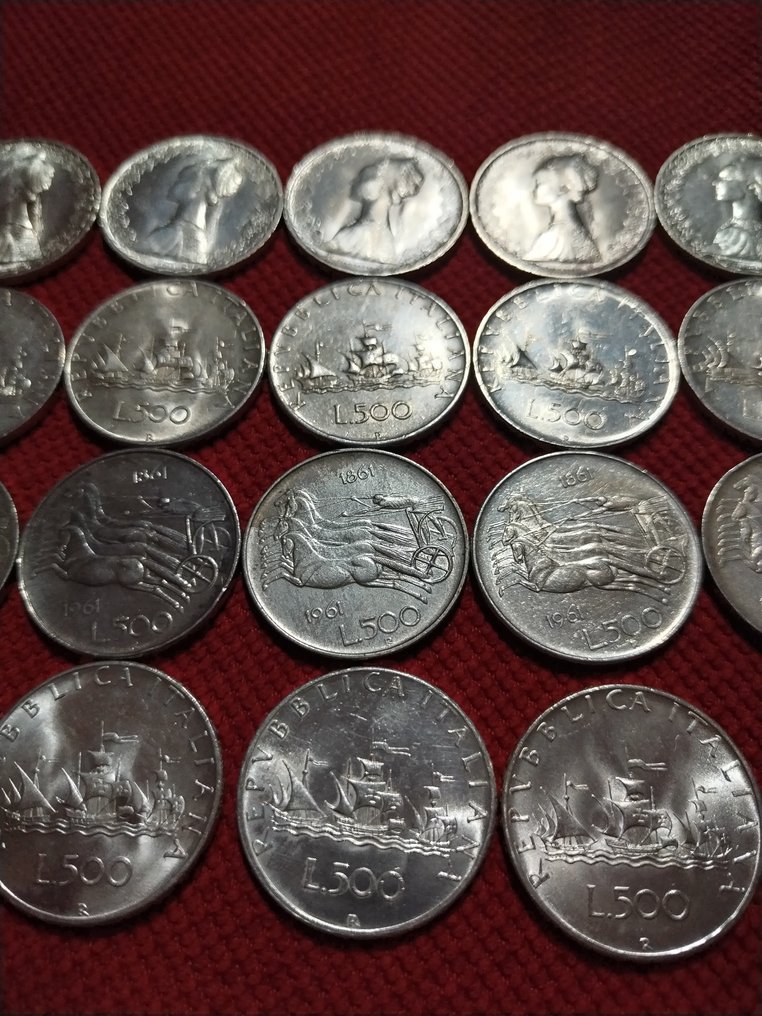 Italia, República Republic. 500 Lire 1958/1967 (18 monete) #2.1