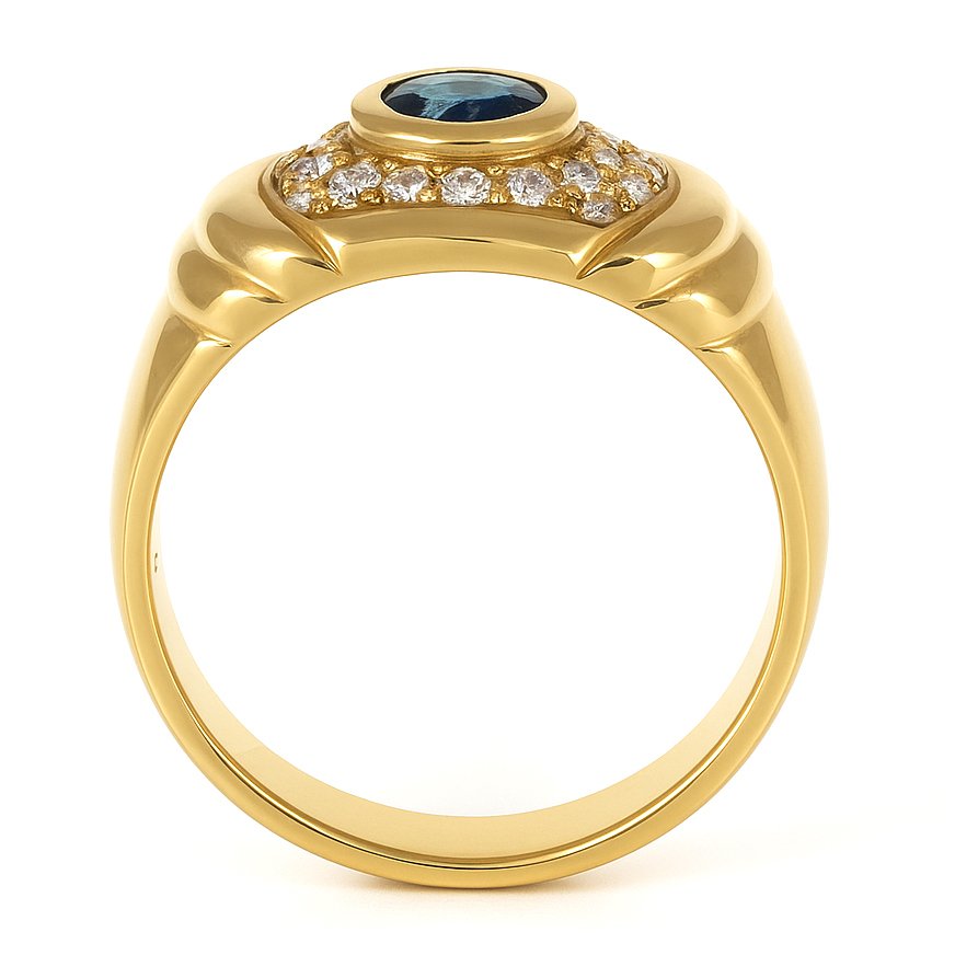 戒指 - 18K包金 黄金 - 0.19ct. tw. 蓝宝石 - 钻石 #1.0