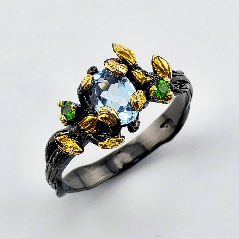 Τοπάζιο - Ασημί - Δαχτυλίδι - Στυλ Βίντατζ #1.0