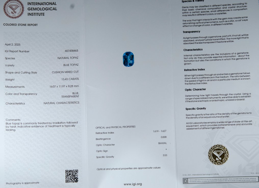 没有保留价 蓝色 黄宝石  - 13.43 ct - 国际宝石研究院（IGI） #4.3