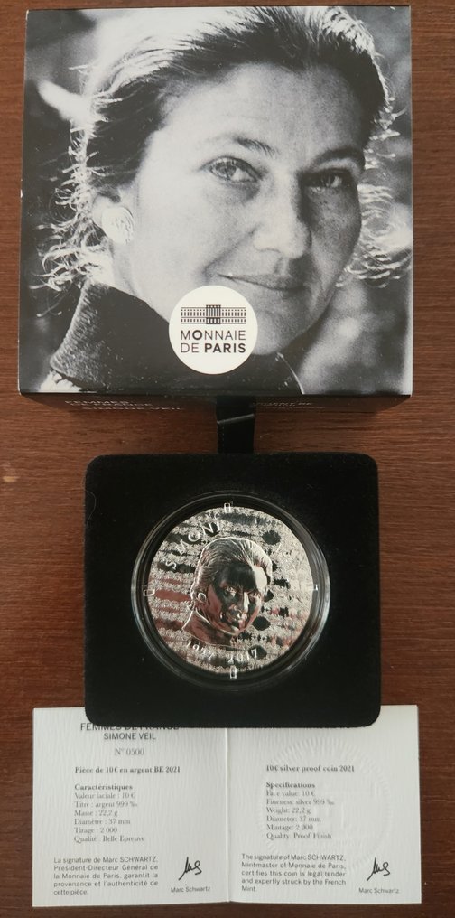 Franciaország. 10 Euro 2021 "Simone Veil" Proof (Nincs minimálár) #1.0