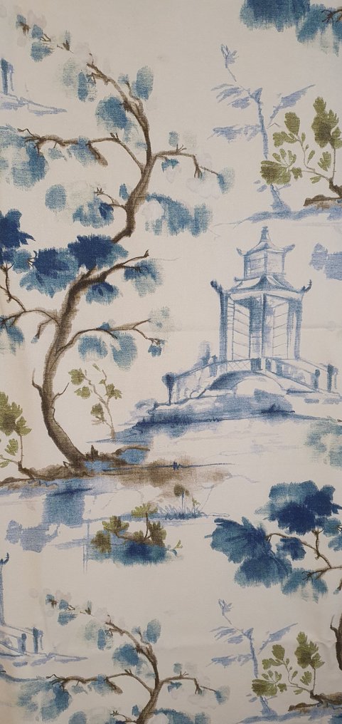 Eksklusivt stof Art Nouveau Limited edition - orientalsk design pagode - Tekstil - 300 cm - 280 cm #1.0