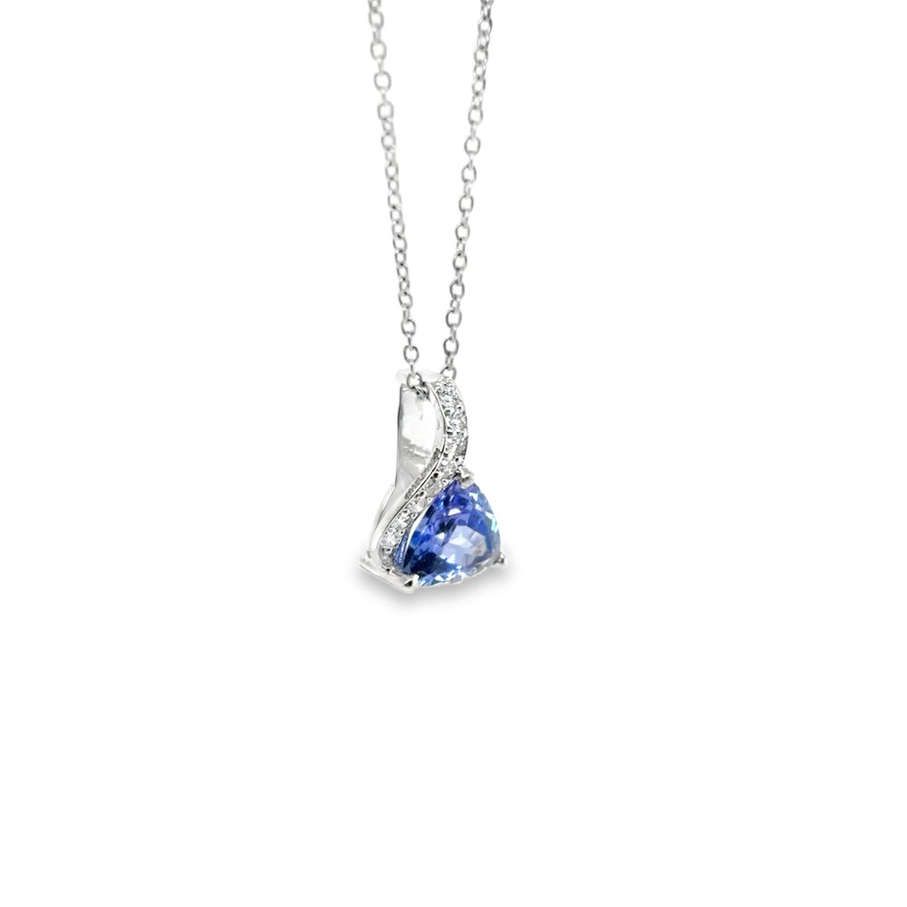 Pendentif - 14 carats Or blanc -  1.25ct. tw. Tanzanite - Diamant #4.3