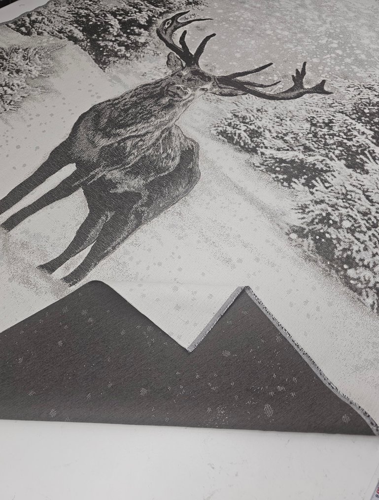 ARAZZO en Jacquard de alpaca con ciervo bajo la nieve - 185x140cm - ¡listo para colgar! - Textil - 185 cm - 140 cm #3.2