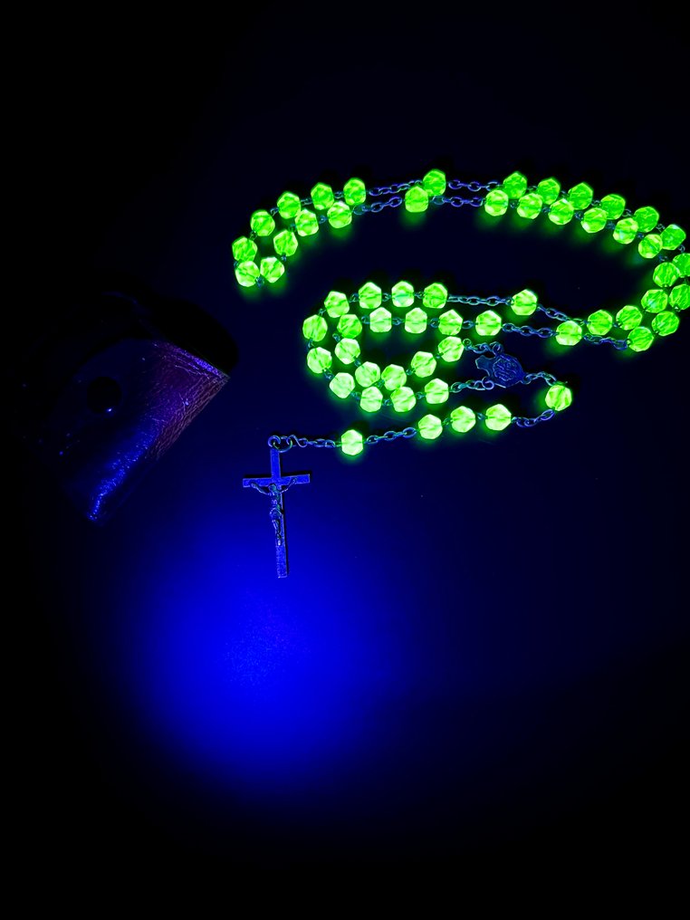  Ροζάριο - Γυαλί, Alloy - 1850-1900 - Διπλό chapelet Ouraline.  #4.3