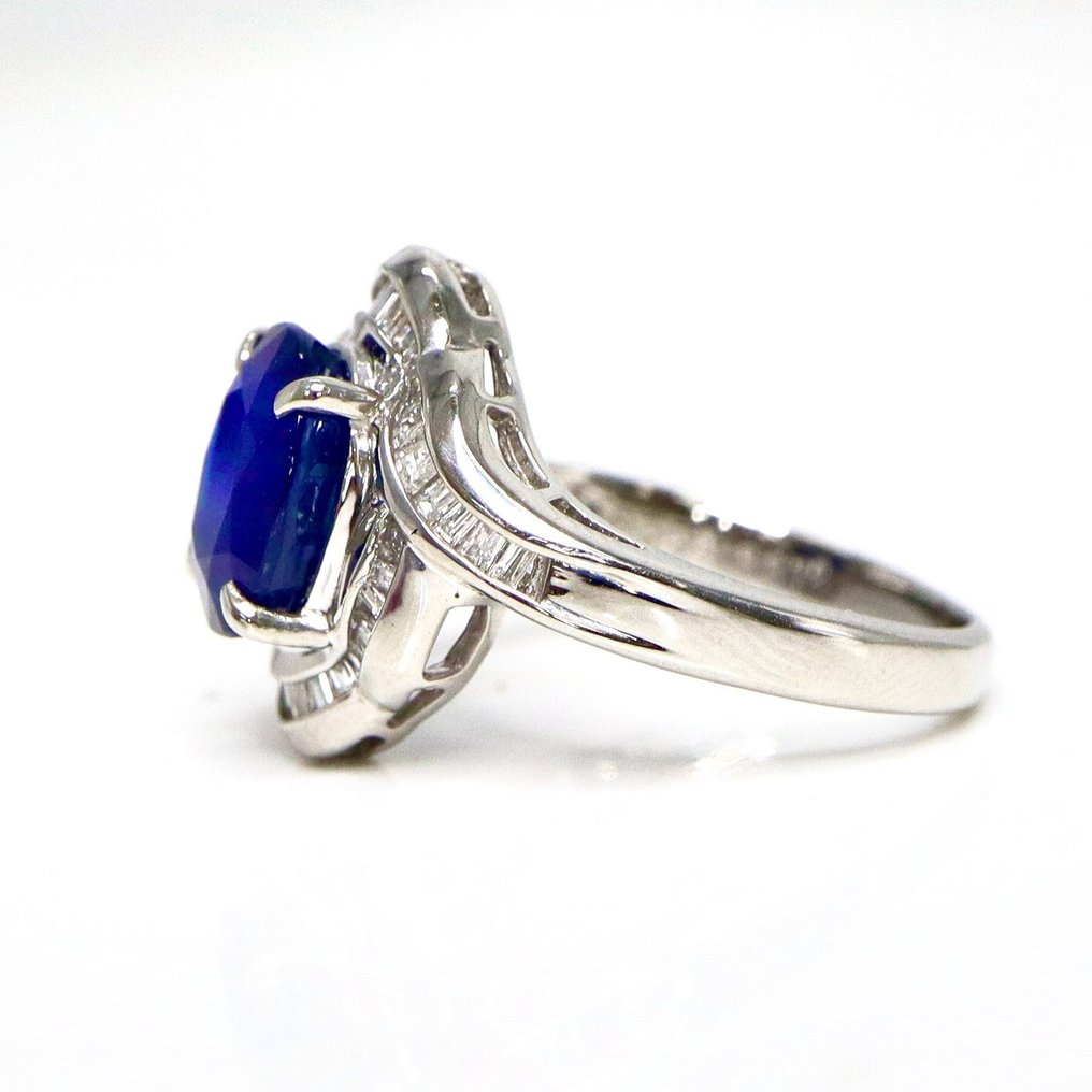 戒指 白金 - 2.64ct. tw. 蓝宝石 - 钻石 #2.1