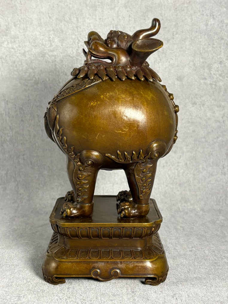 稀有神话动物雕像 / 香炉 30 厘米 / 3.2 公斤 - 黄铜色 - 中国 - Late 20th century #4.3