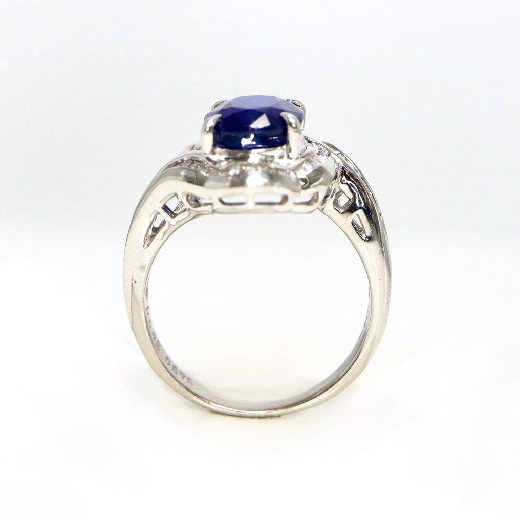 戒指 白金 - 2.64ct. tw. 蓝宝石 - 钻石 #3.2