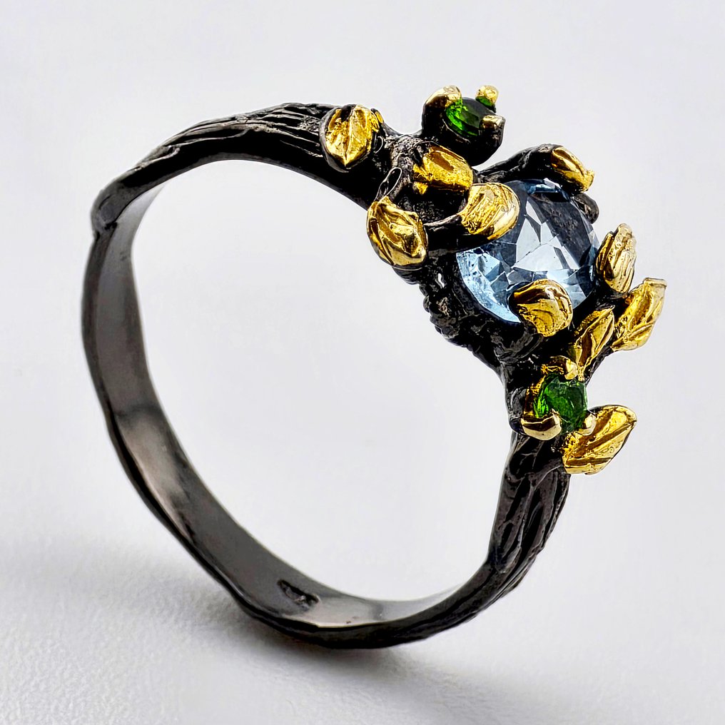 Τοπάζιο - Ασημί - Δαχτυλίδι - Στυλ Βίντατζ #1.0