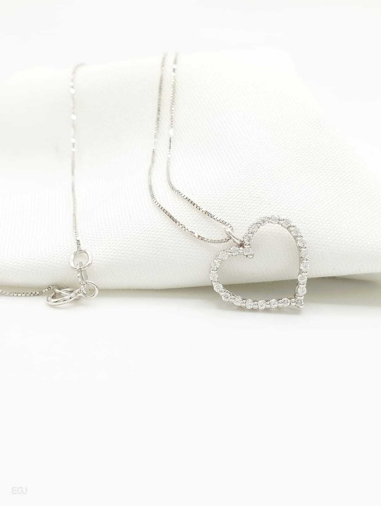 Sans prix de réserve - Collier avec pendentif - 18 carats Or blanc - Diamant #1.0