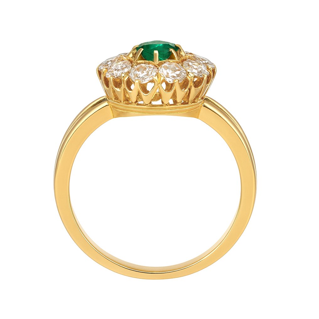 Ring - 18 kt. Yellow gold - 1.36ct. tw. Emerald - Diamond #2.1