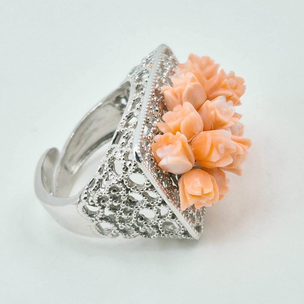 Koral - Sølv - Ring - Corallo Cerasuolo #3.2