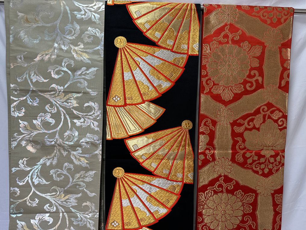 Fukuro OBI σετ 3 ιαπωνικές ζώνες για κιμονό - Μετάξι - Ιαπωνία - Shōwa period (1926-1989) #1.0